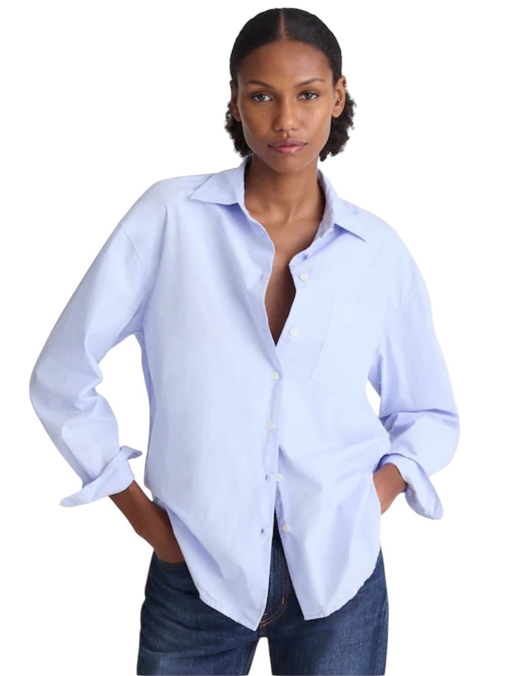 Madewell Women's The Easy Shirt Light Blue Classic Relaxed Preppy Size Medium
